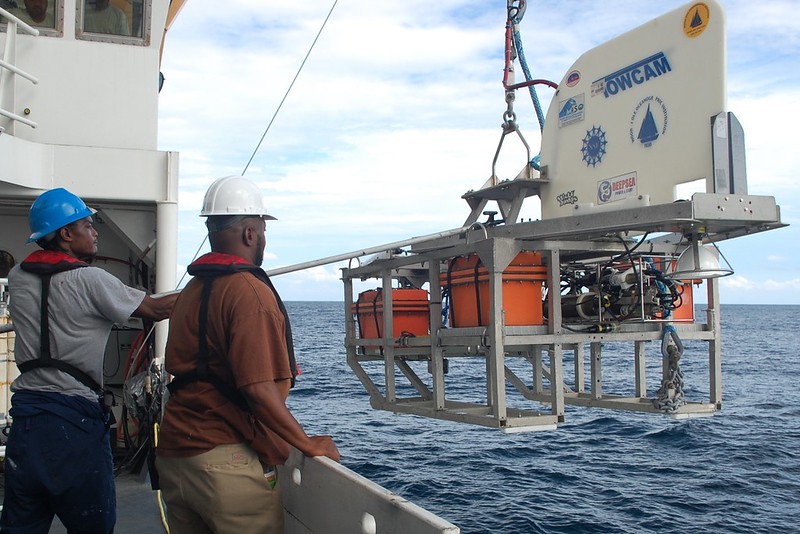 Deployment of a towed camera system. Image ID: fis01332, NOAA's Fisheries Collection