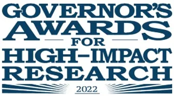 blue text on white background that reads GOVERNOR'S AWARD FOR HIGH IMPACT RESEARCH